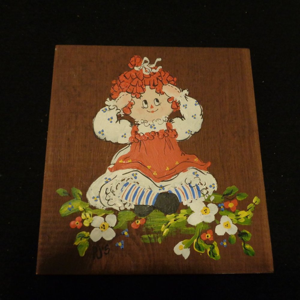1970S HAND PAINTED & MADE RAGGITY ANN ON WOOD